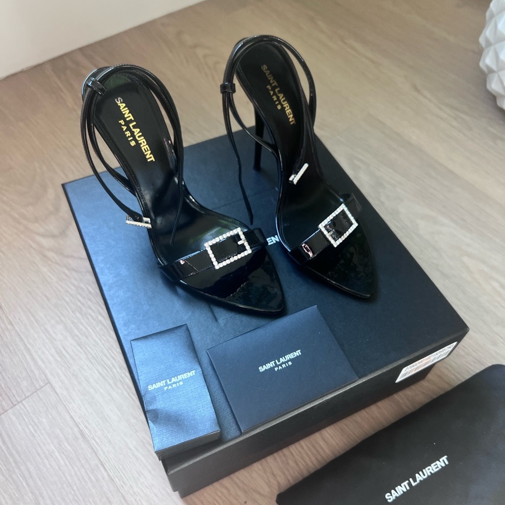 Saint Laurent Gippy 110mm Buckled Sandals - Black - Picture 6 of 7